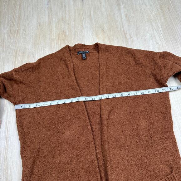 Eileen Fisher Brown Boucle Open Front Knit Cotton Blend Cardigan Sweater XXS - Picture 12 of 13